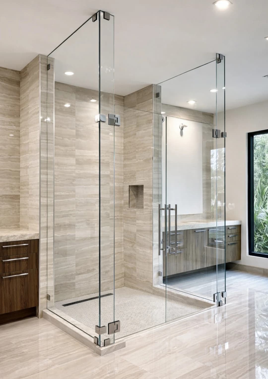 Frameless Shower Door with Polished Chrome Finish — Basking Ridge, NJ