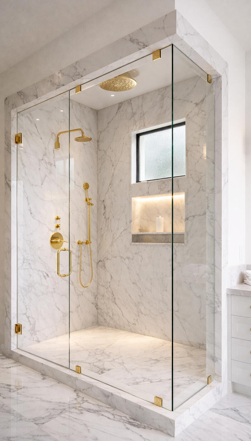 Luxury Frameless Shower Door Installation New Jersey Frameless shower door installation in New Jersey by Crystal Vision Glass